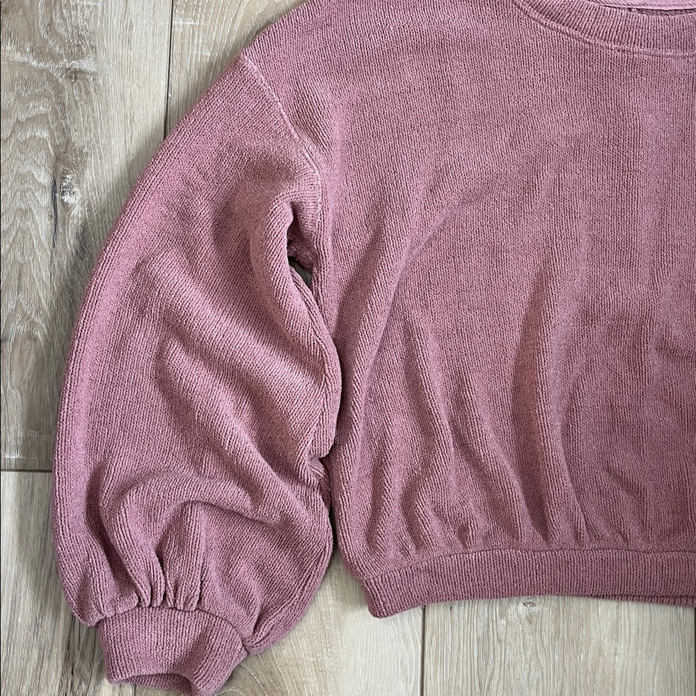 Free People Beach Happy Pullover Chenille Sweater Roan Rouge Size Medium - Picture 4 of 8
